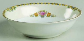 Noritake Severy Coupe Cereal Bowl, Fine China Dinnerware   Blue/Yellow Band,Flor