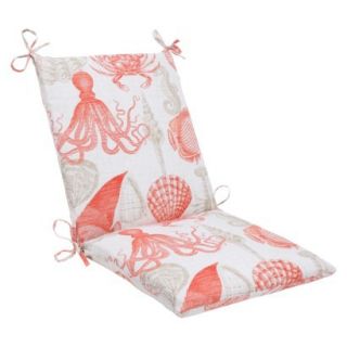 Outdoor Square Edge Chair Cushion   Orange/Tan Sealife