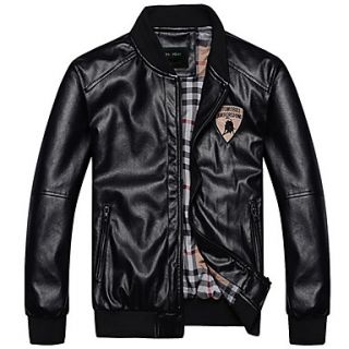 MenS Bull Pattern Locomotive Leather Jacket