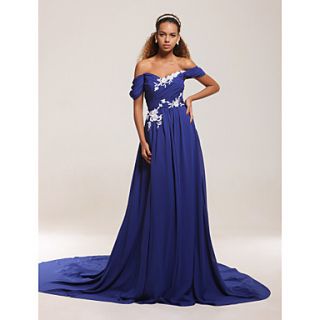 Chiffon A line Off the shoulder Court Train Evening Dress inspired by Gabourey Sidibe at Oscar