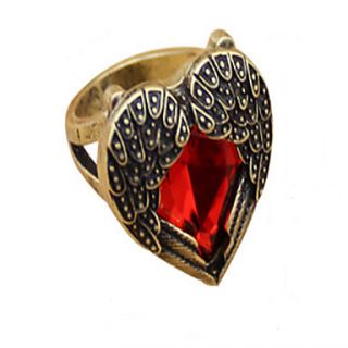 MISS U Womens Red Heart Wing Ring