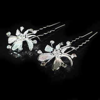 Fine Two Pieces Alloy Wedding Bridal Hairpins With Rhinestones