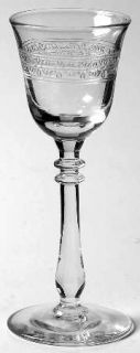 Bryce Old Lace Cordial Glass   Stem #784, Band #567, Geometric Etch
