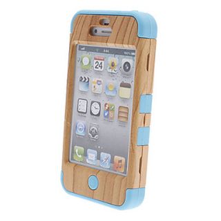 Wood Grain Plastic and Silicone Three in one Back Case for iPhone 4/4S(Assorted Color)