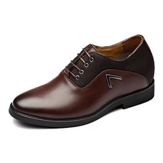 Mens Leather Wedge Heel Oxfords Shoes With Lace up