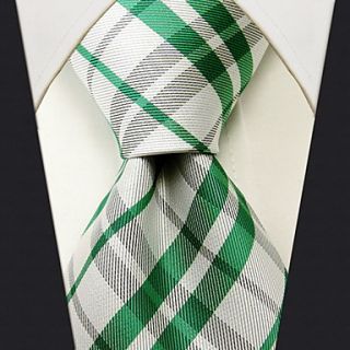 Casual Green Check Pattern Silk Necktie
