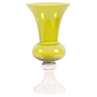 Green Hand blown Trumpet Glass Vase (tall) (GreenMaterials GlassQuantity One (1)Dimensions 10 inches long x 10 inches long x 20 inches high )