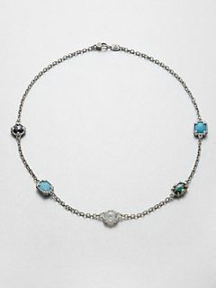 Judith Ripka Semi Precious Multi Stone Station Necklace  