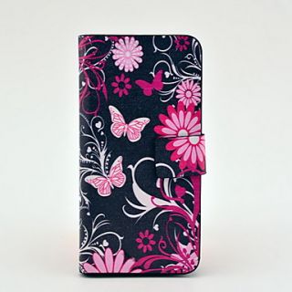 Flower Butterfly Pattern Full Body Leather Tpu Case for iPhone 5/5S