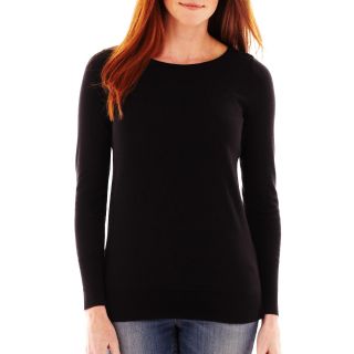 A.N.A Crewneck Pullover Sweater   Talls, Black, Womens