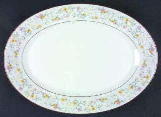 Noritake Delevan 14 Oval Serving Platter, Fine China Dinnerware   Pastel Flower