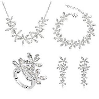 Charming Alloy Plated With Rhinestone Bridal Jewelry Set(Necklace,Earrings)(More Colors)