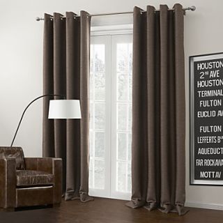 (One Pair Grommet Top) Solid Brown Blackout Curtain