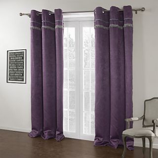 (One Pair Grommet Top) Purple Embossed Modern Blackout Curtain