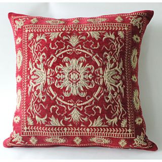 18 Burgundy Flower Jacquard Polyester Decorative Pillow Cover