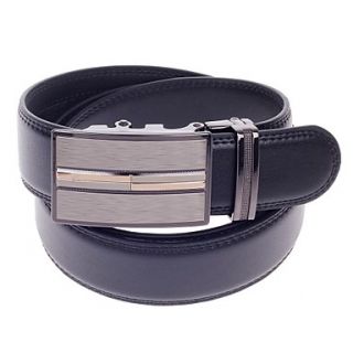 0530 Simple Stylish Mens Cow Split Leather Belt w/ Zinc Alloy Automatic Buckle