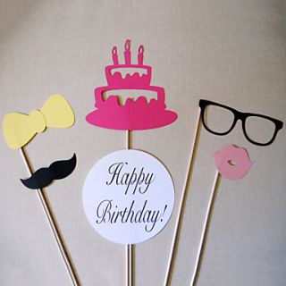 Photo Booth Party Props for Birthday (6 Pieces,Random Color)