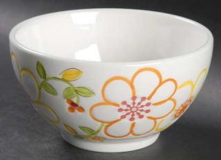 Laurie Gates Tess Soup/Cereal Bowl, Fine China Dinnerware   Floral,Green Rim,Squ