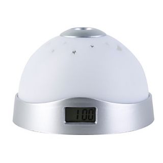 Touch Sensor Colorful Light Digital Clock Time Projector (White, 3xAAA)