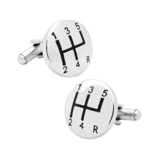 Gearshift Cuff Links, Silver, Mens