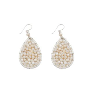 Teardrop Pearl Beaded Earrings, Ivory