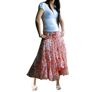 Womens Long Maxi Printed Bohemian Folk Elastic Skirts