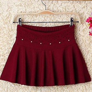 Womens Pure Color Restoring Ancient Ways Pleated Skirt