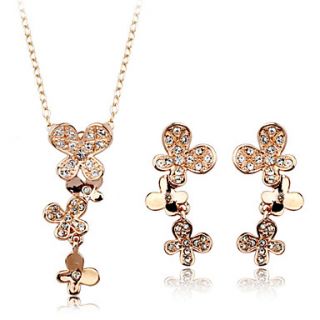 Charming Alloy Gold Plated With Rhinestone Bridal Jewelry Set(Necklace,Earrings)