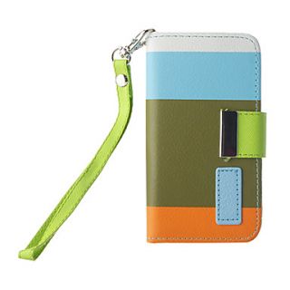 Contrast Color Quality PU Full Body Case with Stand and Card Slot for iPhone 4/4S (Assorted Colors)
