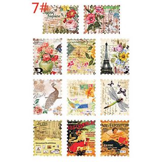 1PCS 11 Pattern Postage Stamp Sery Water Transfer Print Nail Sticker Classic Fashion