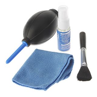 Universal 4 in 1 Lens Cleaning Kits for Camera/Camcorder (Blower, Brush, Cloth, Cleaning Fluid)