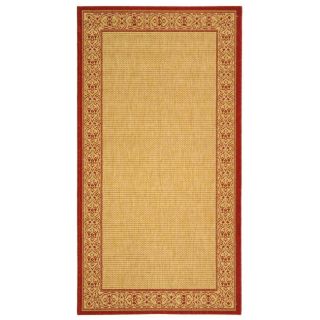Indoor/ Outdoor Oceanview Natural/ Red Rug (67 X 96) (BeigePattern BorderMeasures 0.25 inch thickTip We recommend the use of a non skid pad to keep the rug in place on smooth surfaces.All rug sizes are approximate. Due to the difference of monitor color