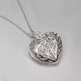 MISS U Silver Hollow Out Heart Pendant Necklace