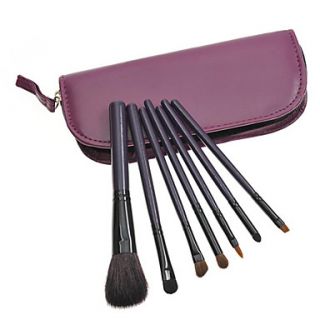 7PCS Purple Handle Cosmetic Brush Set With Purple Zipper Bag