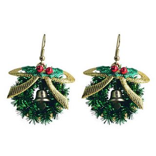 Christmas Grass Ring gold Plated Fabric Earrings