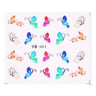 5PCS New Water Transfer Printing Nail Art Stickers Butterflies Series(Assorted Colors)