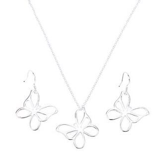 925 Silver Butterfly Necklace Earrings Suit