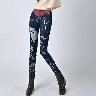 Womens New Spring Portrait Painting Skinny Jeans