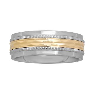 Mens 8mm Gold & Stainless Steel Band, Two Tone