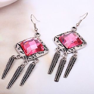 Shining Alloy Diamond Vintage Earrings (Red)