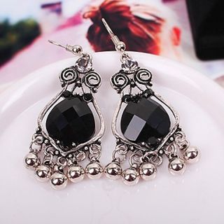 Shining National Style Alloy Diamond Classic Earrings (Black)