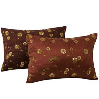 Set of 2 Red Sequin Embroidery Decorative Pillow Cover