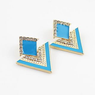 Kayshine Womens Blue Delicate Personalized Punk Diamond Studded Triangle Earrings