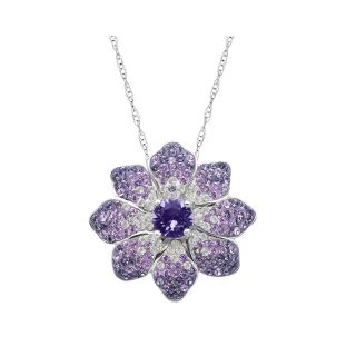 Sterling Silver Fade Crystal Flower Pendant, Womens
