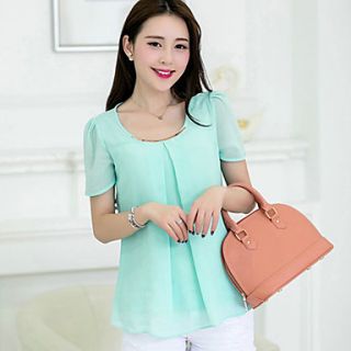 LCL Casual Loose Fit Chiffon Short Sleeve Shirt(Screen Color)