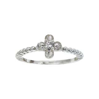 Bridge Jewelry Pure Silver Plated Pavé Crystal Mini Flower Ring