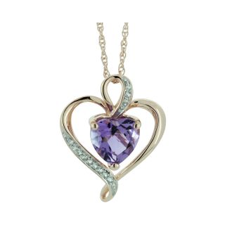 Lab Created Amethyst Heart Pendant 14K Rose Gold Over Sterling Silver, Womens