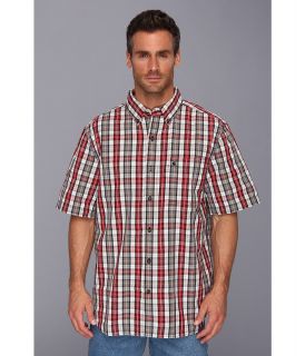 Carhartt Essential Plaid Botton Down S/S Shirt Mens Short Sleeve Button Up (Burgundy)