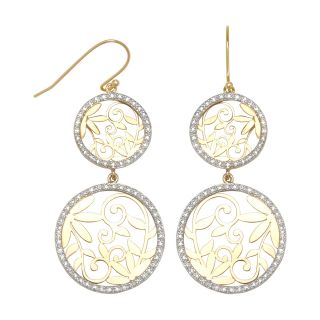 14K Gold Over Silver Diamond Accent Double Circle Earrings, Womens