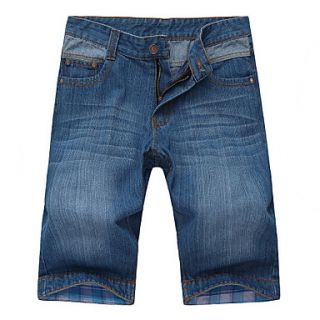 GBS Mens Korean Denim Slim Fit Short Pants(Light Blue)